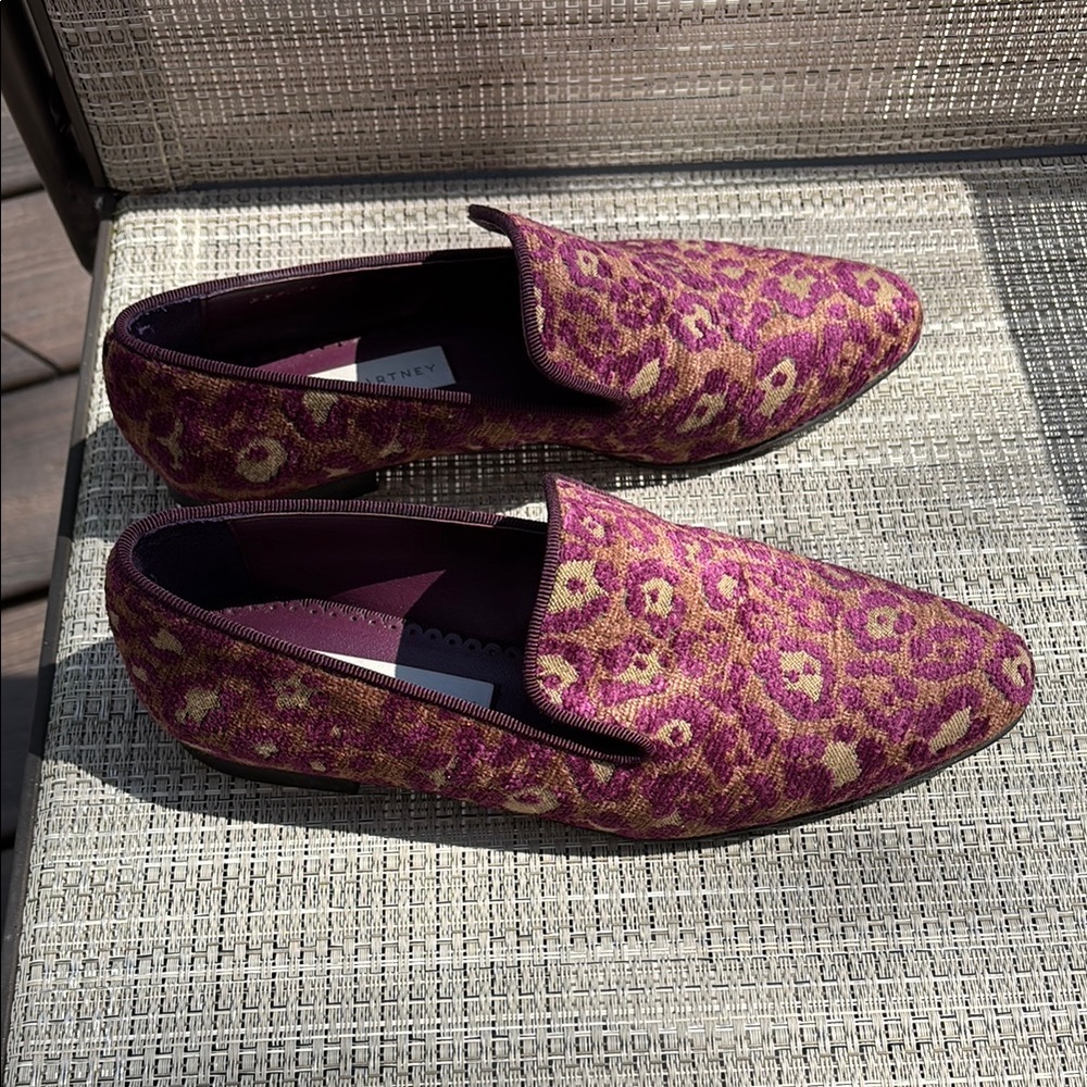 STELLA MCCARTNEY LADIES PURPLE LEOPARD LOAFERS-6-EUC